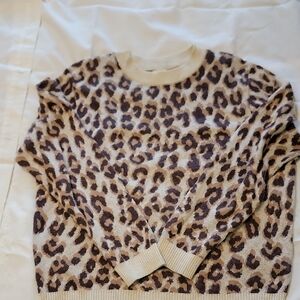 a new day Animal Print Crew Neck Sweater - Cream and Brown